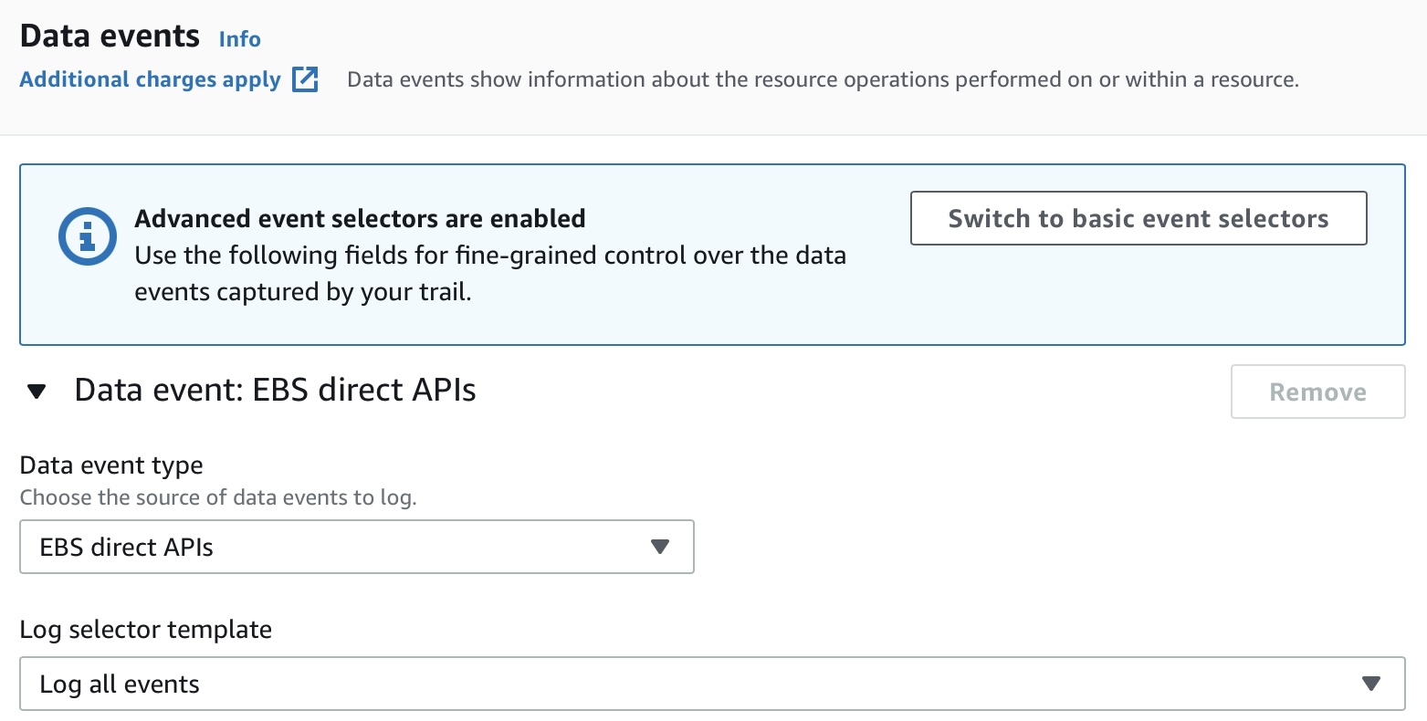 Cloud Trail Data Event EBS Direct API